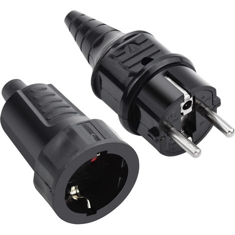 Stecker- Und Kupplungsset, Gummi, 250v 16a, Ip44, Schwarz