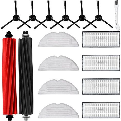 Set Aus 17 Zubehörteilen Für Roborock S8 / S8+ Saugroboter, Bestehend Aus 2 Hauptbürsten, 4 Reinigungstüchern, 4 Filtern, 6 Seitenbürsten Und 1 Reinigungsbürste