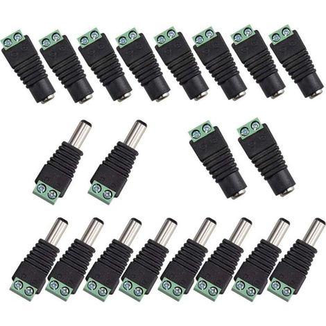 20 Stück Dc-stromanschlussstecker, Männlich/weiblich, 2,1 X 5,5 Mm, 12v-klinkenstecker-adapter, Für Dvr-kamera, Sicherheitssystem, Led-beleuchtung