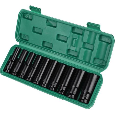 Satz Von 10 Schlag-nüssen 1/2, Lange Nüsse 1/2 10, 12, 13, 14, 15, 16, 17, 19, 22, 24 Mm, Impact-nüsse