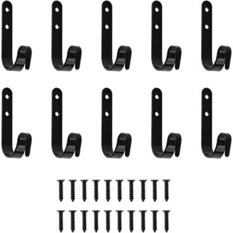 10er Set Multifunktionale Eisenbügel, Schwarzer Handtuchhaken Aus Eisen Mit 20 Schrauben, J-form 10g Gewicht, Schwarzer Wandhaken Für Badezimmer, Küche Und Büro