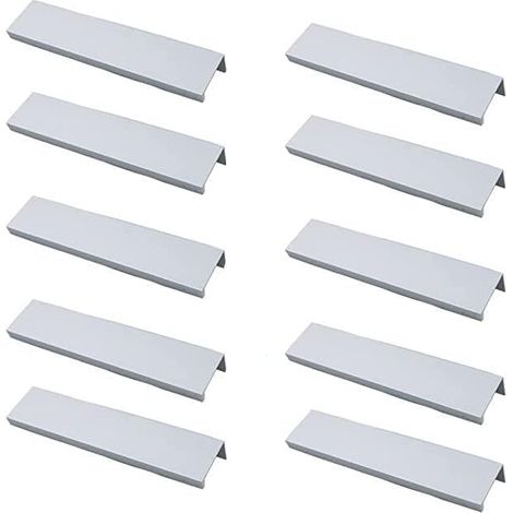 (blanc) 10er-pack Schwarze Möbelgriffe - Unsichtbare Küchenschrankgriffe, Matte Schwarze Aluminiumlegierung-griffe, Lochabstand 128 Mm