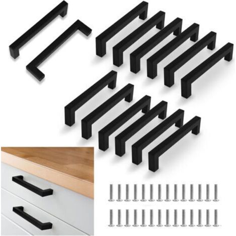 Ein Set Aus 14 Küchenmöbelgriffen, Schwarze Küchentürgriffe, Lochabstand 128 Mm, Edelstahl-möbelgriffe, Küchenmöbelgriffe, Schubladengriffe