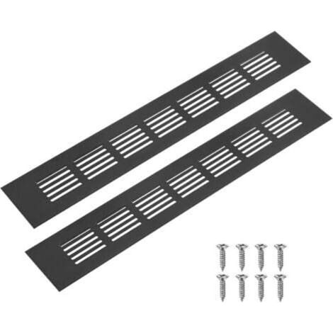 2er-set Innenbelüftungsgitter Aus Aluminiumlegierung, 300 X 50 Mm, Für Schränke, Kleiderschränke Und Schuhregale, Rechteckige Gitter Mit 8 Schrauben [schwarz]