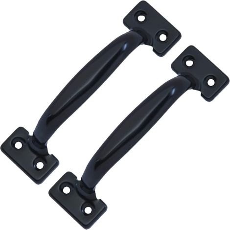 Set Aus 2 Retro Scheunentürgriffen Für Küchenschränke, Lochabstand: 58 Mm, Schwarzes Eisen