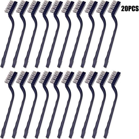 Mini-metallbürste (20er Pack) - Edelstahlbürste Mit Gebogenem Griff & Aufhängeloch - Drahtbürste Zum Reinigen Von Backofen, Spüle, Metallbearbeitung, Schweißen, Rost & Staub