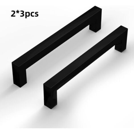 6er-set Schwarze Küchenschrankgriffe Aus Aluminiumlegierung (105 X 8 X 29 Mm), Schubladengriffe Für Küchenmöbel, Lochabstand 96 Mm