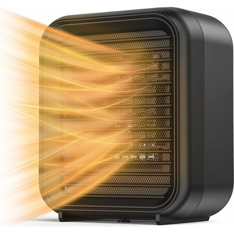 Keramik-heizlüfter, Elektrischer Zusatzheizer, 2 Leistungsstufen 800w Warmluft, Überhitzungs- Und Kippschutz, Tragbar, Schwarz