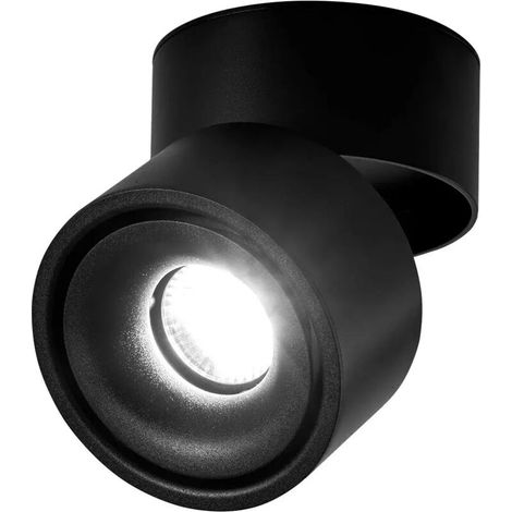 10w Led-deckenstrahler, Deckenleuchte, Verstellbarer Lampenkörperwinkel, Strahlerlampe, Deckenstrahler, Deckenleuchte, Schwenkbare Deckenstrahler, Led-deckenbeleuchtung, 10x10x10cm (schwarz-6000k) [en