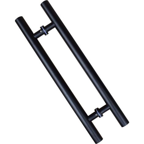 Schiebetürgriff, Doppelseitig In H-form, Robuster Flügeltürgriff, Schwarz, Länge 600 Mm, Lochabstand 400 Mm