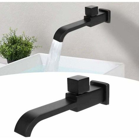 Ahlsen G1/2 Moderne Wandventile Aus Messing Für Badezimmer, Einloch-wandarmatur, Kaltwasserhahn Für Küche, Bad, Waschbecken, Spüle, Mattschwarz