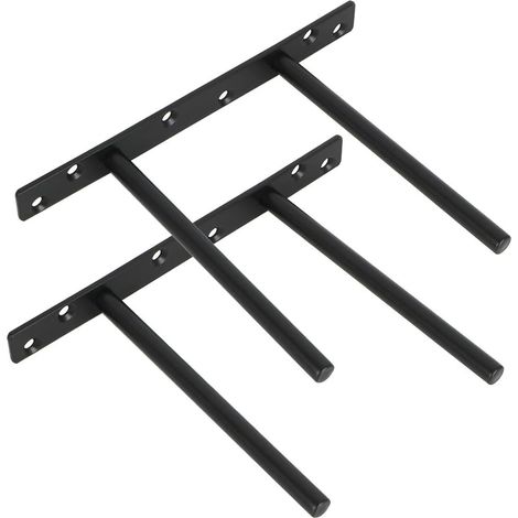 2er-set Unsichtbare Regalträger Für Schwebende Regale – Schwarz, Edelstahl – Diskrete Wandbefestigung – Maße 200x150mm – Inklusive 12 Dübel Und Schrauben
