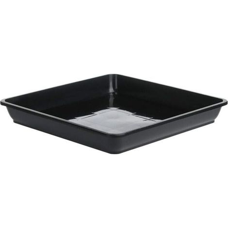 Schwarze Kunststoff-pflanzschale 35x35 Cm, Quadratische Abtropfschale, Blumentopf Geeignet Für Innen- Und Außenbereich, 2 Stück