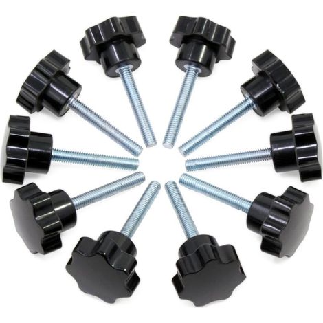 10 Stück M6x40 Sterngriffe, Gerändelte Knöpfe Mit Innengewinde, Schwarze Kunststoff-griffknöpfe Zum Spannen Für Mechanische Geräte - Jusch