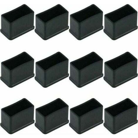 Satz Mit 12 Rechteckigen Schutzkappen Aus Gummifilz Für Tisch- Oder Stuhlbeine - Schwarz, 15 X 30 Mm.