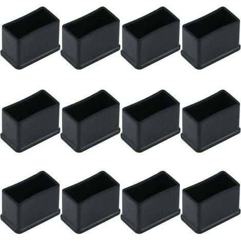 Set Aus 12 Rechteckigen Schutzkappen Aus Gummifilz – Schwarz 15 X 30 Mm – Für Möbelfüße – Reduziert Geräusche Und Kratzer