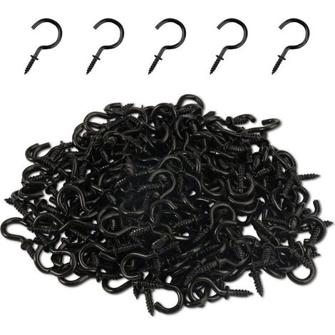 200 Stück Schwarze Schraubhaken, 1/2 Zoll Augenschrauben, Metallene Schraubhaken, Kleine Schraubhaken, Deckenhaken, Schraubhaken Zum Aufhängen Von Tassen, Töpfen, Lichtern, Seilen, Pflanzen