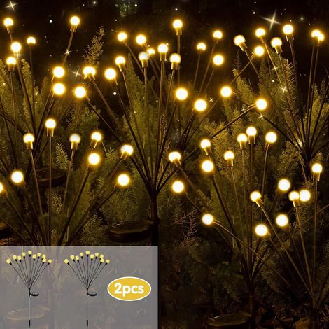 2er-pack Wasserdichte Solarlampen Im Glühwürmchen-design, Led-außen-solarleuchten Mit 10 Kugeln, Ip65 Wasserdicht, Romantische Dekoration Für Garten, Terrasse Und Nachtbeleuchtung