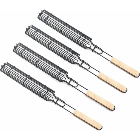 49 Cm Lange Grillkörbe Aus Edelstahl Für Barbecue, Hotdog-korb-set, Grillkörbe (4 Stück)