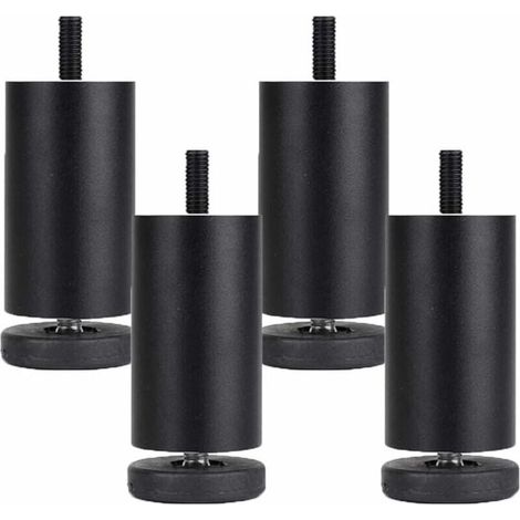 4 Stück Verstellbare Möbelfüße, Möbelfüße Aus Aluminiumlegierung, Runde Metall-möbelbeine Für Tisch, Sofa, Bett, Schwarz (10 Cm) - Liaiki