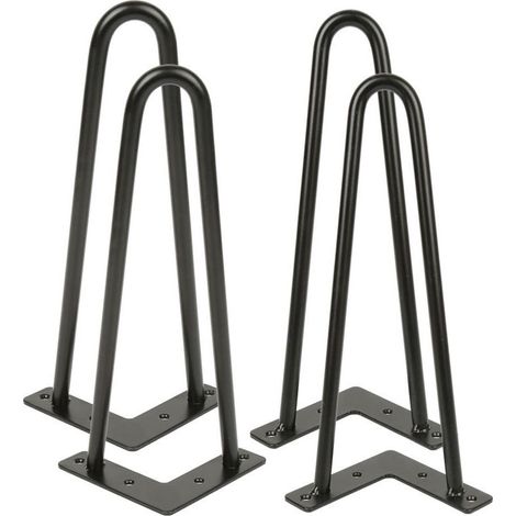Haarnadel-tischbeine - Satz Von 4 Haarnadel-tischbeinen (4 Stück) - 30 Cm - Schwarz - 2 Streben