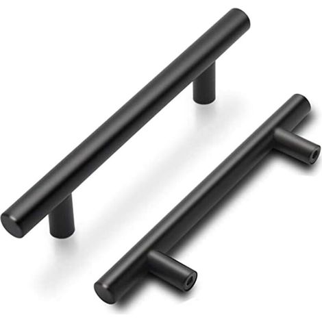 5er-set Schwarze Möbelgriffe Aus Edelstahl – Matte Oberfläche – Lochabstand 96 Mm – Länge 150 Mm Für Küche Und Badezimmer
