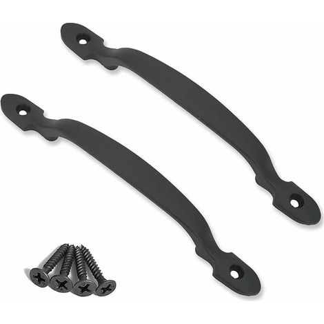 2 Schwarze Gusseisen-türgriffe Für Scheunentüren, Gärten, Gartenhäuser, Schwarz