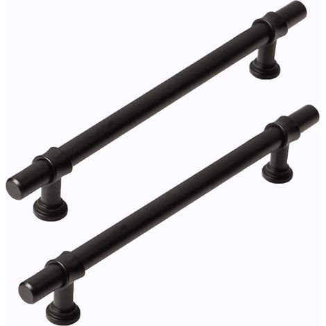 2 Matt-schwarze Griffe Für Schränke, Küchen Und Schubladen. Lochabstand: 96 Mm. Hergestellt Aus Einer Aluminium-zink-legierung. Schrauben Im Lieferumfang Enthalten.