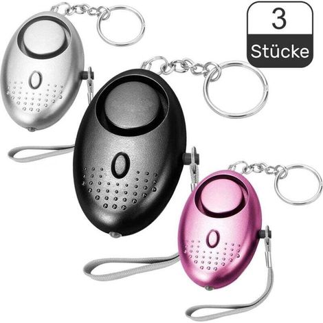 Taschenalarm Für Frauen, Personalisierter 140 Db Schlüsselanhänger-alarm Mit Taschenlampe (3 Stück)