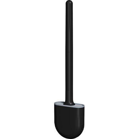 Silikon-toilettenbürste, 1er-pack, Wandmontierte Wc-bürste, Langstielige Badezimmertoilettenbürste Mit Schneller Trocknung, Toilettenbürsten Mit Halterung Und Tropffreiem Standfuß (schwarz)
