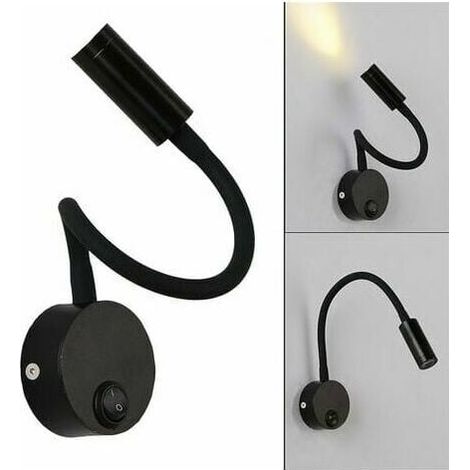 Noire Wandlampe 3w, Flexibler Verstellbarer Hals, Aluminium-leselampe Für Schreibtisch Und Schlafzimmer Mit Led-augenschutz-schalter