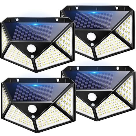 4er-pack Solar-außenleuchten Mit 100 Leds – 1600 Lumen Beleuchtung – 270° Abstrahlwinkel – Bewegungsmelder Bis Zu 5 M Reichweite – Ip65 Wasserdicht