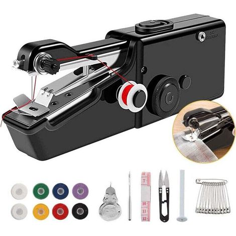 Diy-nähmaschine (schwarz), Tragbare Mini-nähmaschine Mit Ladekabel, Geeignet Zum Nähen, Diy-nähwerkzeuge, Kleidung, Stoffe, Vorhänge
