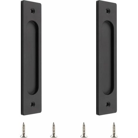 Eingelassene Schiebetürgriff Aus Matt-schwarzem Aluminium – Maße 180x40mm – Einfache Installation Mit Mitgelieferten Schrauben – 2er-set