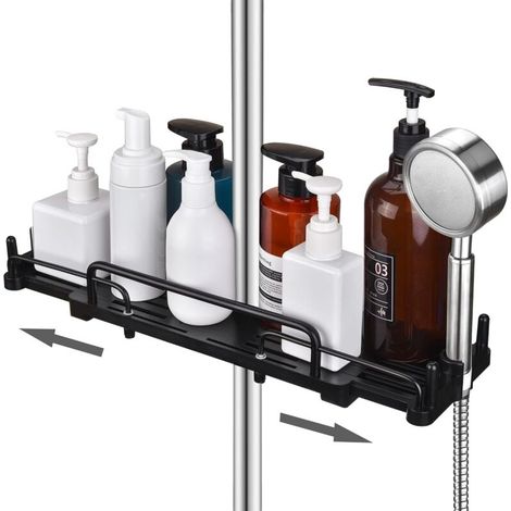 Teleskopisches Duschregal Ohne Bohren 28–44 Cm – Abs-kunststoff Und Aluminium – Einfache Werkzeugfreie Installation – Für Stangen Mit 18 Bis 25 Mm Durchmesser