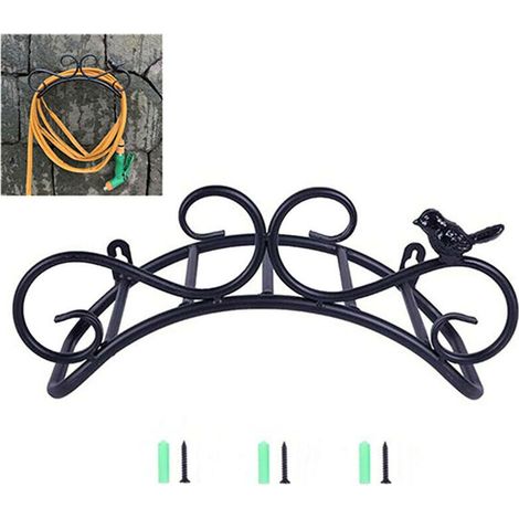 Schlauchhalter Wandhalterung Gartenschlauchhalter Dekorative Wandbefestigte Aufhänger Gusseisen-gartenschlauchhalter (35 X 17 X 15 Cm, Schwarz)