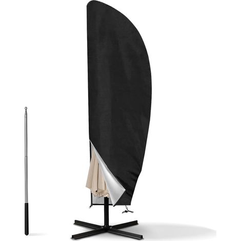 Verschiebbare Schutzhülle Für Sonnenschirm Ø 2-4 M, 210d Oxford-schutzbezug Für Sonnenschirm Mit Aufbewahrungstasche, Schwarz - 265 Cm (50x70x40 Cm)