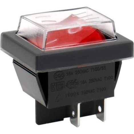 Ein-aus-wippschalter Dpst 4-polig Rotes Licht 16a 250vac Mit Wasserdichter Abdeckung
