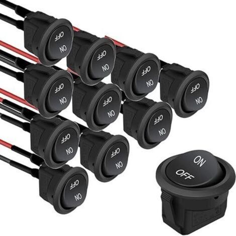 10 Stück Runder Kippschalter, Ein/aus-kippschalter, 12v 6a/250v 10a/125vac Spst Vorverdrahtete Kippschalter Für Auto, Lkw