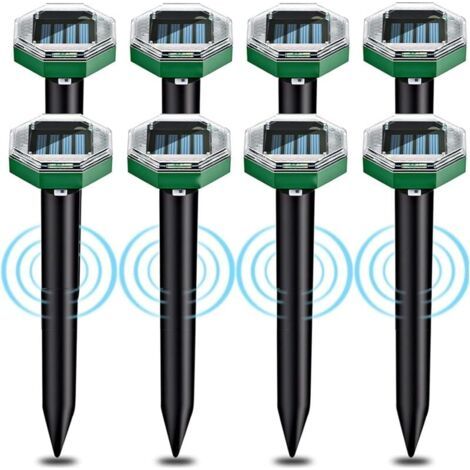 8-teiliges Solar-ultraschall-maulwurf-repellent, Wasserdicht Nach Ip65, Einsetzbar In Gärten, Auf Terrassen Und Rasenflächen Zur Maulwurfabwehr