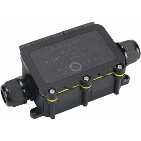 Enowelir 1 Stück Ip68 Wasserdichte Abzweigdose, 2-wege-abzweigdose Mit Steckverbindern, Elektrisches Außengehäuse, Einfach Zu Installieren Für Kabeldurchmesser Ø 5-12 Mm, Schwarz