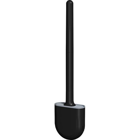 1 Stück Schwarze Silikon-toilettenbürste, Wc-bürste, Silikon-wc-bürste Mit Halterung, Weiche Borsten Und Rutschfester Griff, Schnelle Reinigung, Hängende Wc-bürste Aus Silikon