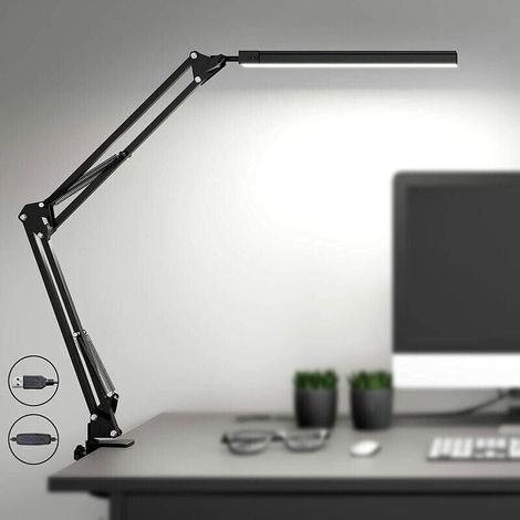 Leistungsstarke Led-schreibtischlampe Mit Clip, 3 Farbmodi, 10 Helligkeitsstufen, 360°-drehung, Usb-stromversorgung