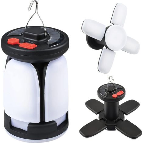 Wiederaufladbare Solare Campinglampe, Tragbare Led-lampe Mit 6 Einstellbaren Lichtmodi, Über 10 Stunden Akkulaufzeit, Usb-aufladbar, Faltbar Für Notfälle, Camping, Wandern Und Angeln [energieeffizienz
