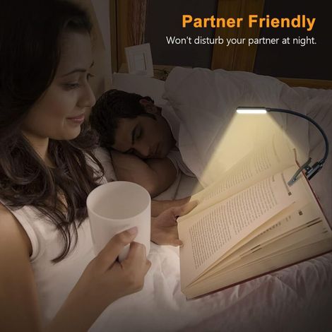 Wiederaufladbare Leselampe Mit 9 Leds, 3 Lichtmodi, Einstellbare Helligkeit Von 20–100 %, Flexibler Hals (17 Cm) Zum Lesen Im Bett