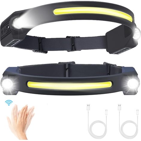 2er Pack Wiederaufladbare Led-stirnlampe, Taschenlampe Mit 5 Modi, Bewegungsmelder, 260 Grad, Ipx4 Wasserdicht, Usb-c Für Angeln, Camping, Wandern [energieklasse A+++]