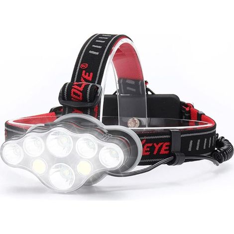 Wiederaufladbare Stirnlampe, 18000 Lumen, 8 Lichtmodi, 90° Verstellbarer Neigungswinkel, Ipx5 Wasserdicht, Für Camping Und Laufen