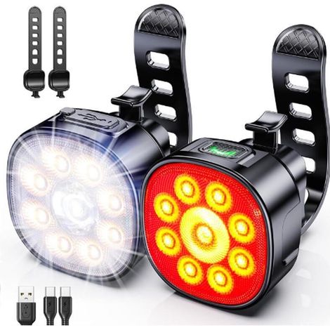 Vorder- Und Rücklicht Für Fahrräder, Led, Wasserdicht – 8 Modi Vorne, 7 Modi Hinten – Usb-aufladbar – Ideal Für Radfahren Und Roller