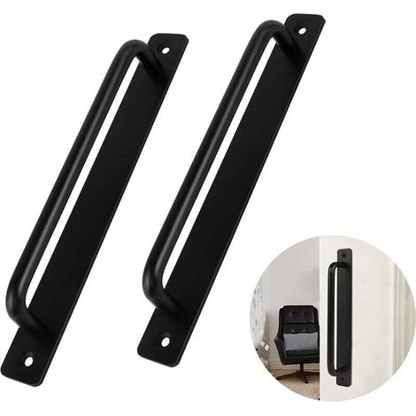 2er-pack Türgriff, Schwarzer Türgriff Aus Aluminiumlegierung, Schwerer Schiebetürgriff Für Innen- Und Außentüren, Scheunentür, Schrank, Kleiderschrank, Schlafzimmer, Inklusive 4 Schrauben, Schwarz, 24