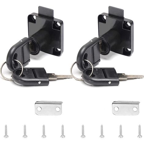 2 Stück Schwarze Schubladenschlösser, Büroschloss Aus Legierung Mit 4 Schlüsseln, Zylinderschloss Für Möbel, Geeignet Für Schreibtisch, Briefkasten, Schublade Und Schrank, 16–22 Mm